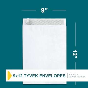 9x12 Tyvek Envelopes - Durable Self-Seal Mailers