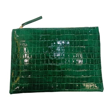 NIGEDU Women Envelope Clutch Purse Bag - Stylish Crocodile Embossed Evening Bag in Green