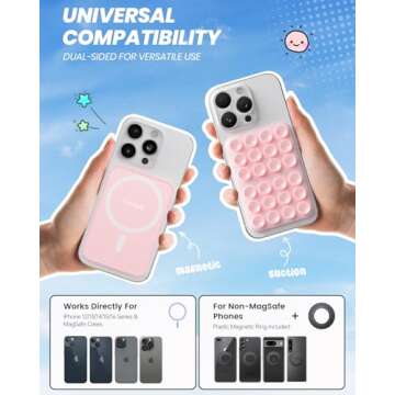 Klearlook Magnetic Suction Phone Mount for MagSafe Case, Silicone Sticky Phone Grip Holder for iPhon...