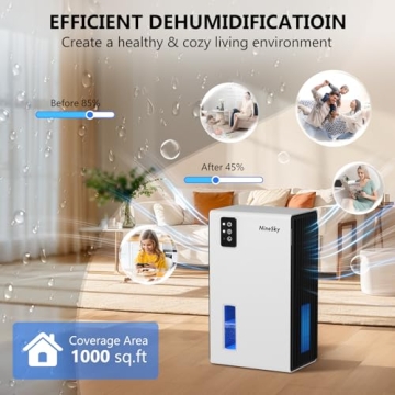 NineSky Dehumidifier with Auto Shut Off and LED Lights