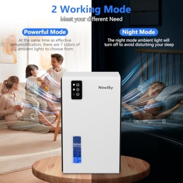 NineSky Dehumidifier with Auto Shut Off and LED Lights