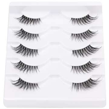 False Eyelashes Half Lashes Natural Look Wispy Mink Lashes zanlufly Cat Eye DIY Lightweight Invisible Band Reusable Soft Handmade Lashes Pack