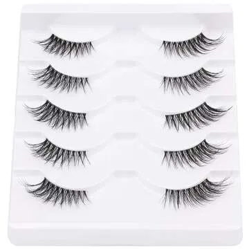 False Eyelashes Half Lashes Natural Look Wispy Mink Lashes zanlufly Cat Eye DIY Lightweight Invisible Band Reusable Soft Handmade Lashes Pack