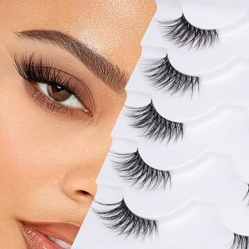 False Eyelashes Half Lashes Natural Look Wispy Mink Lashes zanlufly Cat Eye DIY Lightweight Invisible Band Reusable Soft Handmade Lashes Pack