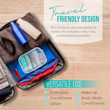 GLOBEGEAR TSA Approved Silicone Travel Bottles Leak Proof & Travel Size Containers for Toiletries Travel Kit with TSA Liquids Travel Bag (model GG3)