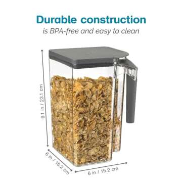 Polder Handle-It Canister, BPA-Free Plastic, Stackable Storage Canister, Air-Tight Food Storage Cont...