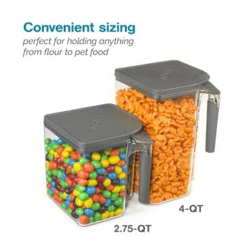 Polder Handle-It Canister, BPA-Free Plastic, Stackable Storage Canister, Air-Tight Food Storage Container, Canister for Kitchen Organization and Storage, 4-Quart