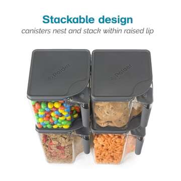 Polder Handle-It Canister, BPA-Free Plastic, Stackable Storage Canister, Air-Tight Food Storage Container, Canister for Kitchen Organization and Storage, 4-Quart