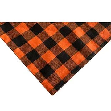 Realeaf Thanksgiving Fall Dog Bandanas 2 Pack, Orange Plaid Pet Scarf for Boy and Girl, Premium Durable Fabric, Holiday Halloween Bandana for Medium and Large Dogs (Large)