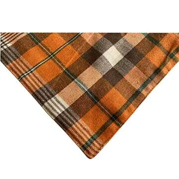 Realeaf Thanksgiving Fall Dog Bandanas 2 Pack, Orange Plaid Pet Scarf for Boy and Girl, Premium Durable Fabric, Holiday Halloween Bandana for Medium and Large Dogs (Large)