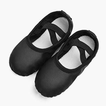 Stelle Girls Ballet Shoes Boys Toddler Soft Leather Dance Slippers for Toddler/Little Kid/Big Kid(Black,9MT)
