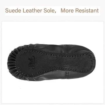 Stelle Girls Ballet Shoes Boys Toddler Soft Leather Dance Slippers for Toddler/Little Kid/Big Kid(Black,9MT)