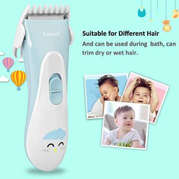 Baby Hair Clippers, Ceramic Blade Electric Kids Hair Trimmer, Ultra-Quiet Cordless Rechargeable Wate...