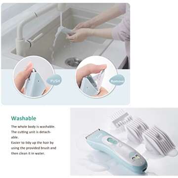 Baby Hair Clippers, Ceramic Blade Electric Kids Hair Trimmer, Ultra-Quiet Cordless Rechargeable Waterproof Haircut Kit for Kids & Adult