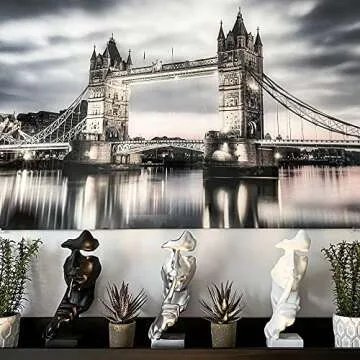 Silence is Golden Thinker Statue - 28cm Modern and Creative Abstract Sculpture of Keep Silent Man Statue Figurine for Home Living Room Office Desk Decor (White)