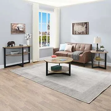 Round Coffee Table with 2-Tier Storage for Homes