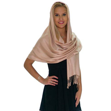 Pashmina Shawls and Wraps for Evening Dresses, Large Soft Pashmina Wedding Pale Rose Gold Shawl