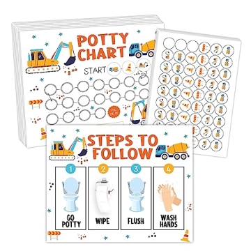 Excavator Potty Training Chart with Stickers for Toddlers Boys & Girls, Step to Follow, Construction...