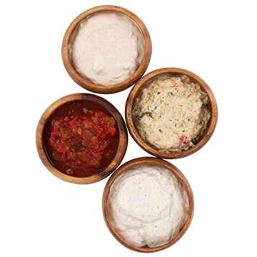 Hand-Carved Acacia Wooden Bowls - Stylish Snack Serving Set