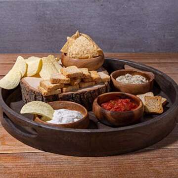 Hand-Carved Acacia Wooden Bowls - Stylish Snack Serving Set
