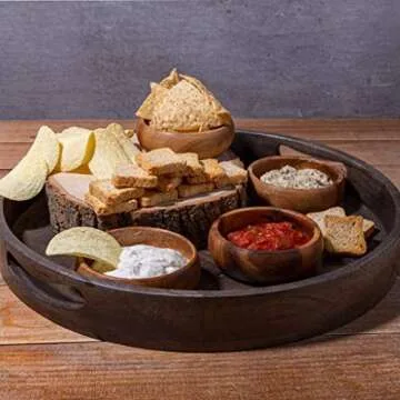 Hand-Carved Acacia Wooden Bowls - Stylish Snack Serving Set