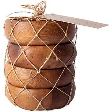 Hand-Carved Acacia Wooden Bowls - Stylish Snack Serving Set