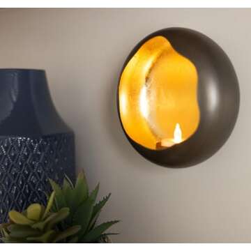 NativeSkins Solara Metal Wall Sconce Candle Holder - Set of Two - Wall Candle Sconces Holders in Mod...