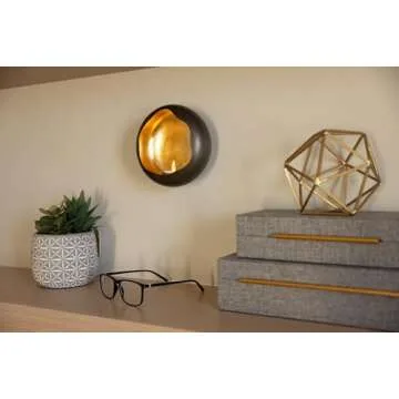 NativeSkins Solara Metal Wall Sconce Candle Holder - Set of Two - Wall Candle Sconces Holders in Modern Graphite Grey Gold Interior Hanging Candelabra Decor