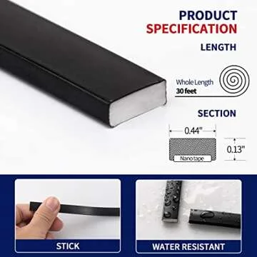 Art3dwallpanels 30 Ft Black Peel and Stick Trim for Backsplash Tile Edge, Self-Adhesive Flexible Tri...