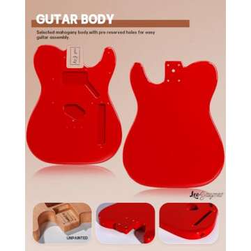 Leo Jaymz DIY TL Style Electric Guitar Kits,Spray-painted Mahogany Body,Maple Neck, including all Components (TL Carnival Red)