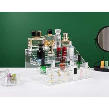 AISIDERK 12" Acrylic Riser Display Stands - 4 Tier Clear Acrylic Display Shelf, Double Sided Usable, Makeup Organizer Perfume Organizer, Acrylic Shelves for Funko Pop Figures , Cupcake, Candy Food