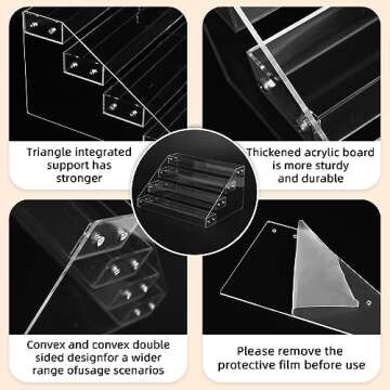 AISIDERK 12" Acrylic Riser Display Stands - 4 Tier Clear Acrylic Display Shelf, Double Sided Usable, Makeup Organizer Perfume Organizer, Acrylic Shelves for Funko Pop Figures , Cupcake, Candy Food