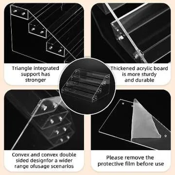 AISIDERK 12" Acrylic Riser Display Stands - 4 Tier Clear Acrylic Display Shelf, Double Sided Usable, Makeup Organizer Perfume Organizer, Acrylic Shelves for Funko Pop Figures , Cupcake, Candy Food