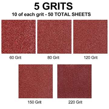 LotFancy Sanding Pads for Black and Decker Mouse Sanders, 50PCS 60 80 120 150 220 Grit Sandpaper Ass...