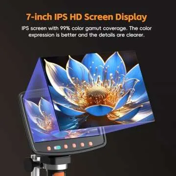 7'' Digital Microscope 1500X, HDMI LCD Microscope 8.5‘’ Longer Stand, Coin Microscope for Adults with 12MP Ultra-Precise Camera Sensor, Compatible with TV/Windows/Mac, 32GB TF Card, 12 Slides