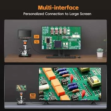 7'' Digital Microscope 1500X, HDMI LCD Microscope 8.5‘’ Longer Stand, Coin Microscope for Adults with 12MP Ultra-Precise Camera Sensor, Compatible with TV/Windows/Mac, 32GB TF Card, 12 Slides