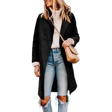 Elegant Tanming Women's Wool Blend Pea Coat - Stylish & Warm Winter Essential