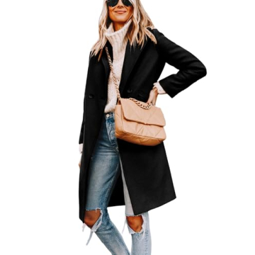 Tanming Women's Wool Blend Pea Coat Stylish Warm Winter Wear