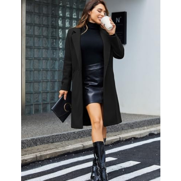 Tanming Women's Wool Blend Pea Coat Stylish Warm Winter Wear