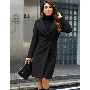 Tanming Women's Wool Blend Pea Coat Stylish Warm Winter Wear