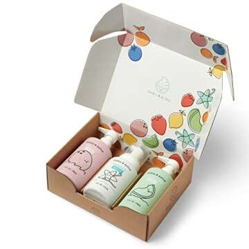 Dabble & Dollop Beachy Bundle, Natural Bubble Bath, Body Wash, Shampoo for Kids, USA-Made, Paraben &...