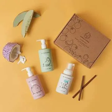 Dabble & Dollop Beachy Bundle, Natural Bubble Bath, Body Wash, Shampoo for Kids, USA-Made, Paraben & Sulfate Free, Vegan, Gluten-Free, Tear-Free, Honeydew Melon, Vanilla & Coconut (Set of 3)