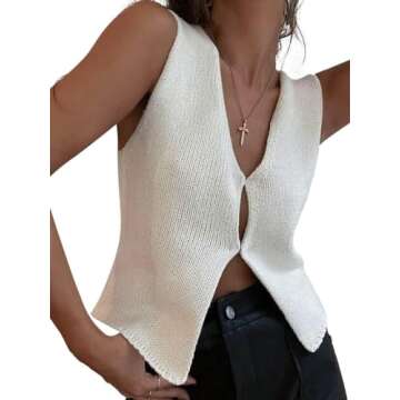 Chic Mioliknya Women Vintage Crochet Vest Tank Top