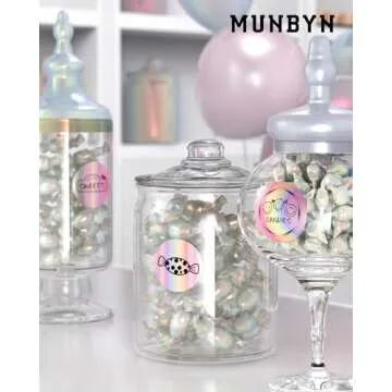 MUNBYN 2" Circle Holographic Thermal Label Stickers Pink, Round Printable Rainbow Glitter Thermal Printer Sticker Labels for Gift Wrapping, Self-Adhesive Name Price Tag DIY Custom Logo Design