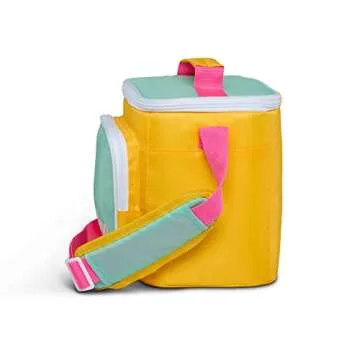 Igloo 90s Retro Collection Square Lunch Box Cooler with Front Pocket and Adjustable Strap,Yellow/Mint