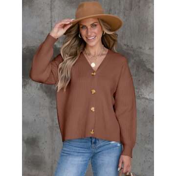 ANRABESS Women Cardigan Sweaters Fall 2024 Oversized Knit Fashionable Layering