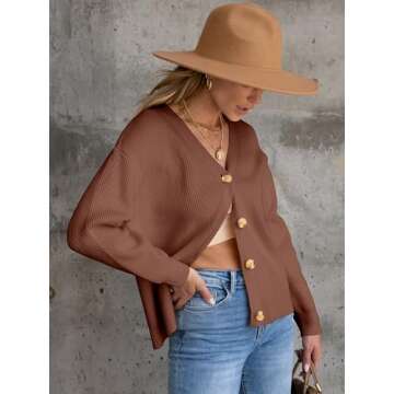 ANRABESS Oversized Button Knit Cardigan for Women