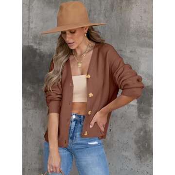 ANRABESS Oversized Button Knit Cardigan for Women