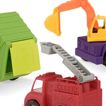 Battat Eco-Friendly 3-Piece Toy Truck Set for Toddlers