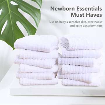 SWEET DOLPHIN 24 Pack Muslin Burp Cloths Large 100% Cotton Hand Washcloths for Baby - Baby Essential...